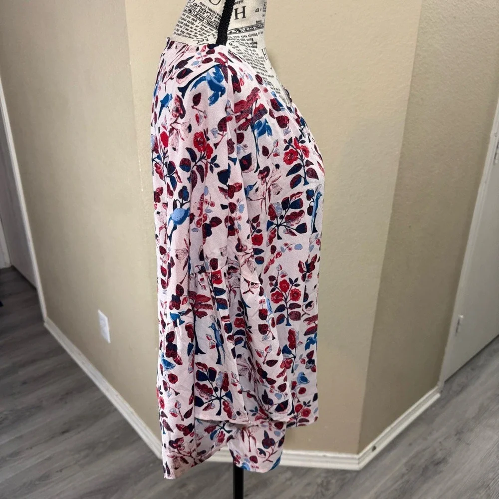 Sanctuary Pink Blouse with Red & Blue Floral Bird Print - Picture 4 of 11